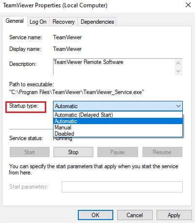 if-the-service-status-is-running-stop-it-for-a-wh إصلاح عدم اتصال برنامج TeamViewer في Windows 10