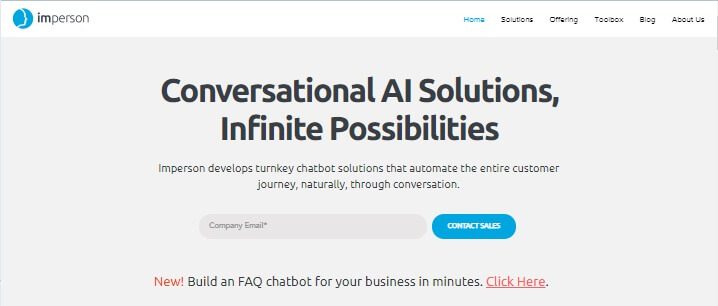 imperson-homepage أفضل 29 روبوتات دردشة على الإنترنت تعمل بالذكاء الاصطناعي