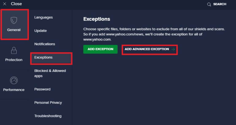in-the-general-tab-switch-to-the-exceptions-tab-a-1-768x407-2 إصلاح ERR_EMPTY_RESPONSE على Windows 10