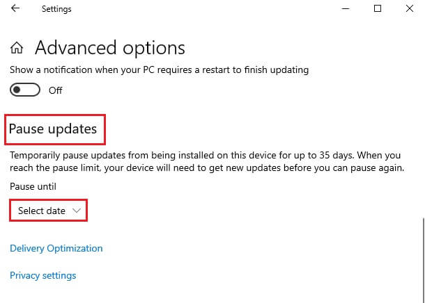 in-the-next-window-scroll-down-to-the-pause-updat إصلاح خطأ تحديث 0x80070103 على Windows 10