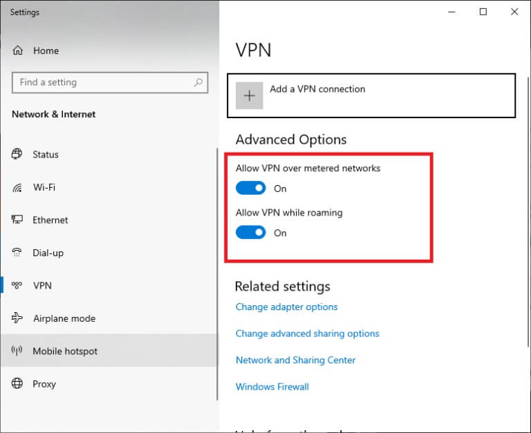 in-the-settings-window-disconnect-the-active-vpn-768x627-2 إصلاح ERR_EMPTY_RESPONSE على Windows 10