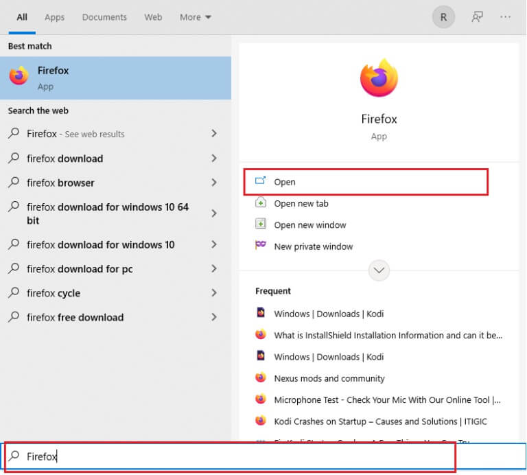 in-the-start-menu-type-firefox-and-click-on-open-o-768x692-1 إصلاح عفوًا حدث خطأ ما على YouTube