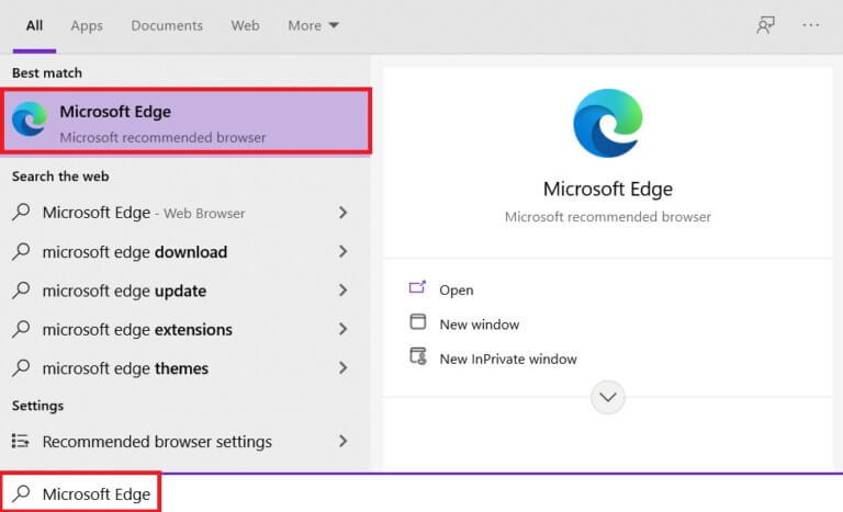 in-the-start-menu-type-microsoft-edge-and-hit-ent-768x467-1 إصلاح عفوًا حدث خطأ ما على YouTube
