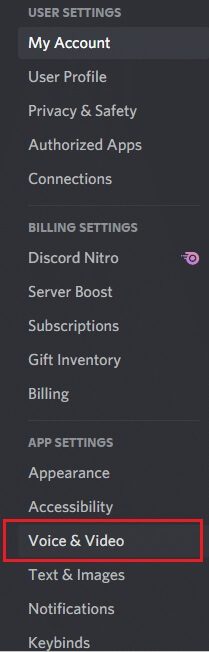 launch-discord-and-navigate-to-voice-and-video-sec إصلاح عدم اكتشاف Discord للميكروفون