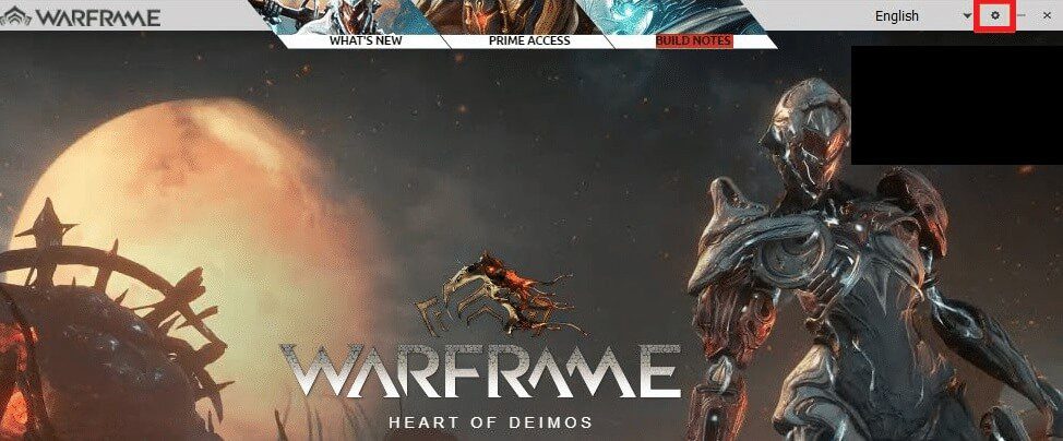 launch-warframe-and-click-on-the-settings-icon-at إصلاح فشل تحديث Warframe