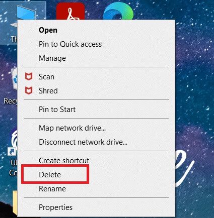 locate-the-unused-program-right-click-and-click-d كيفية إنشاء سطح مكتب مبسط على Windows 10