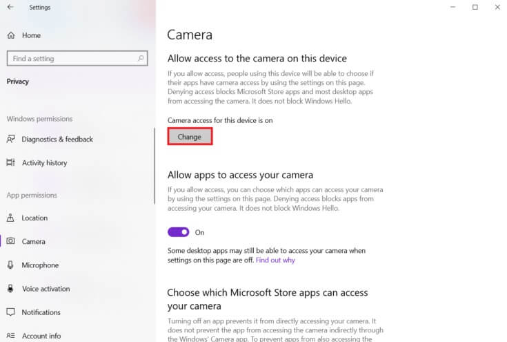 make-sure-that-camera-access-for-this-device-is-en-735x495-1 إصلاح خطأ لا توجد كاميرا متصلة 0xa00f4244