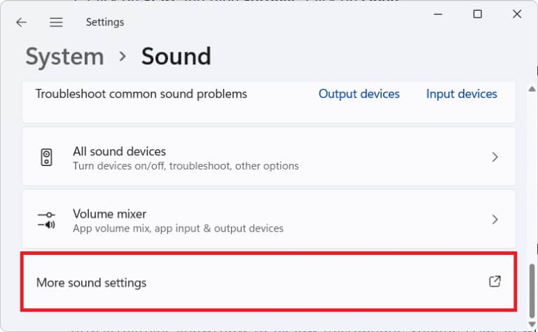 more-sound-settings-in-settings-768x474-1 إصلاح عدم عمل وحدة التحكم في الصوت Realtek على Windows 11