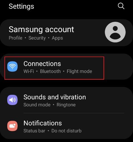 navigate-to-connections-on-the-phone-settings إصلاح عدم تحميل القصص على Snapchat