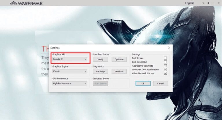 navigate-to-graphics-api-and-click-on-directx-10-warframe-768x418-1 إصلاح خطأ فشل تحديث المشغل Warframe