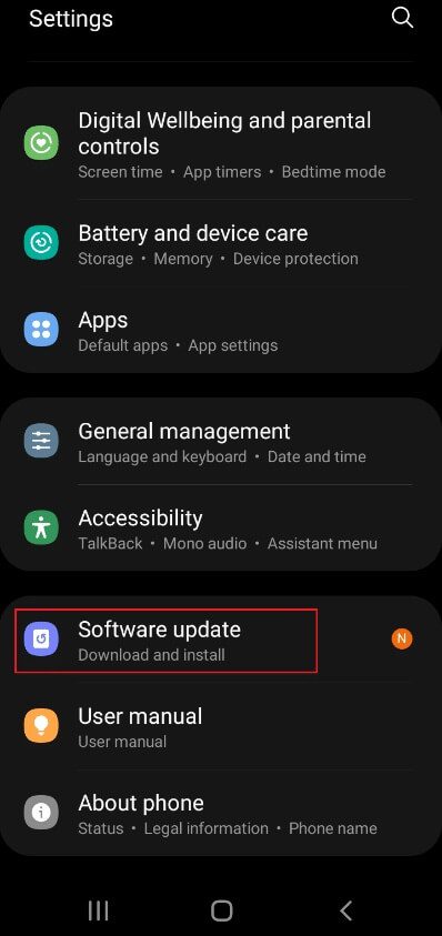 navigate-to-software-update-on-the-phone-settings إصلاح عدم تحميل القصص على Snapchat
