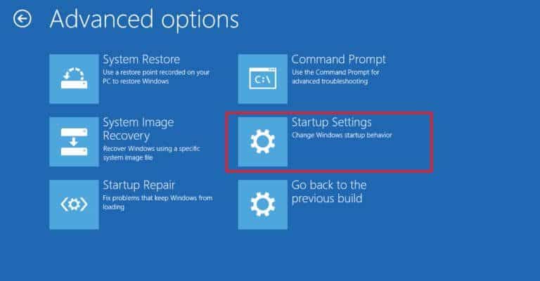 now-click-on-advanced-options-followed-by-startup-768x400-3 إصلاح خطأ المعالج غير صالح في نظام التشغيل Windows 10