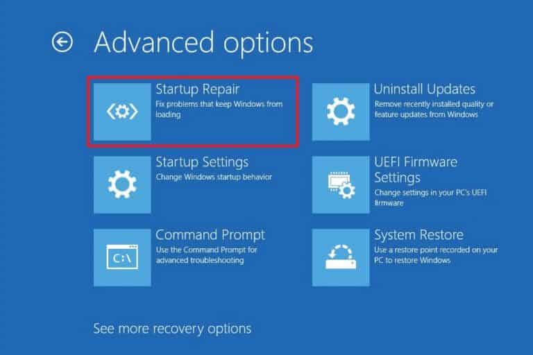 now-click-on-advanced-options-followed-by-startup-768x512-1 إصلاح خطأ المعالج غير صالح في نظام التشغيل Windows 10