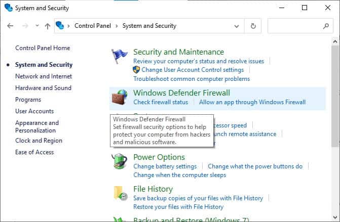 now-click-on-windows-defender-firewall- إصلاح فشل تحديث Warframe