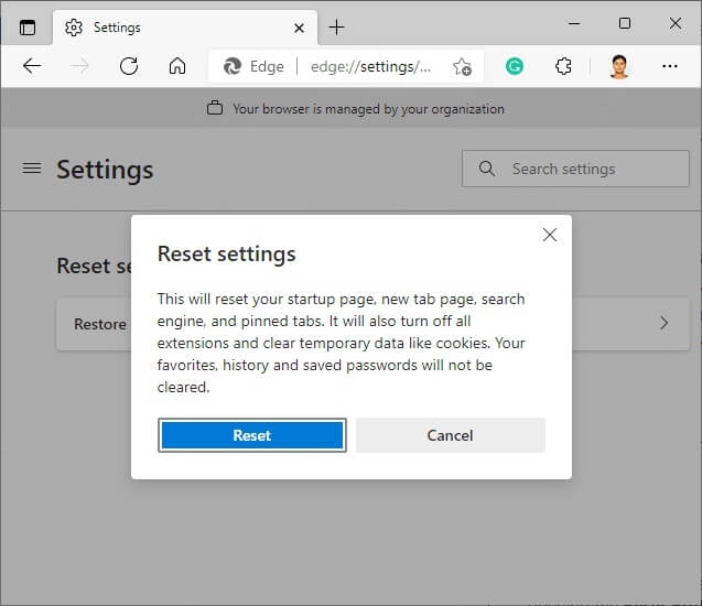 now-confirm-the-prompt-by-clicking-on-reset-1-1 إصلاح STATUS ACCESS VIOLATION في Chrome