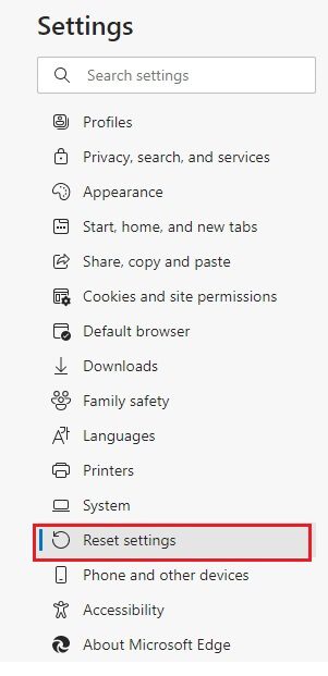 now-in-the-left-pane-click-on-reset-settings-2 إصلاح STATUS ACCESS VIOLATION في Chrome