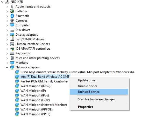 now-right-click-on-the-driver-and-select-uninstal-3 إصلاح ERR_EMPTY_RESPONSE على Windows 10