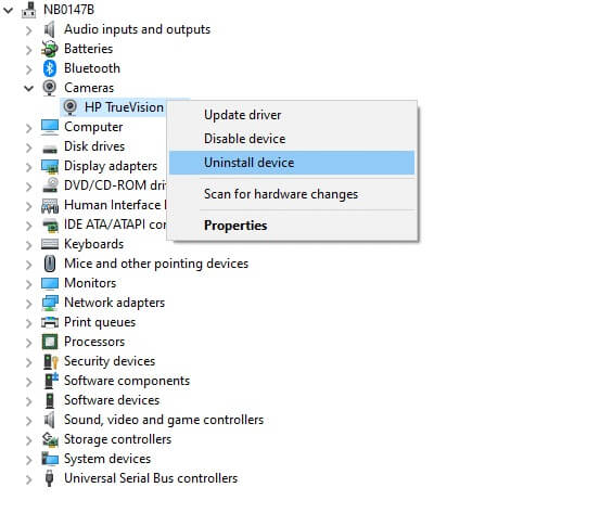 now-right-click-on-the-driver-and-select-uninstal-4-1 كيفية إصلاح عدم عمل كاميرا Discord