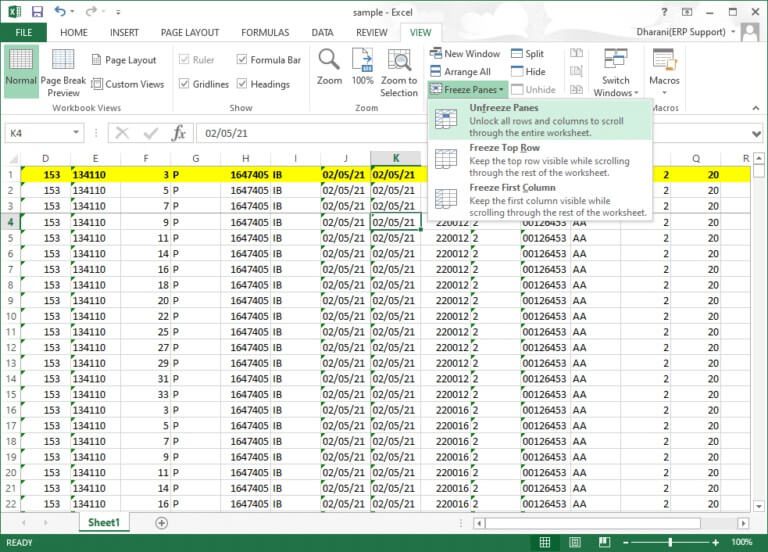 now-select-freeze-panes-and-click-on-unfreeze-pan-768x552-1 كيفية تجميد الصفوف والأعمدة في Excel