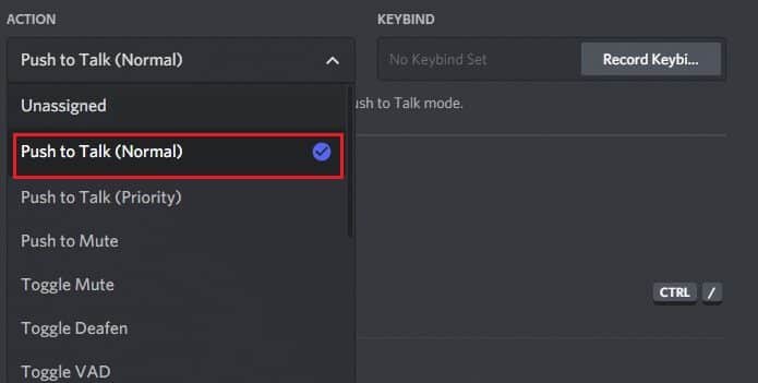 now-select-the-push-to-talk-option إصلاح عدم اكتشاف Discord للميكروفون