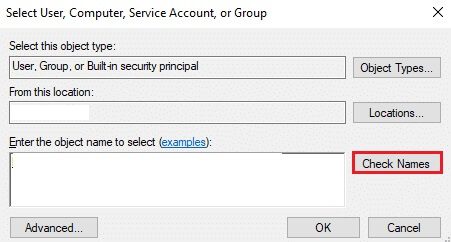 now-type-the-user-account-name-in-enter-the-objec إصلاح خطأ الخدمة 1053 على Windows 10