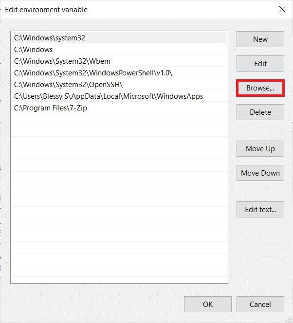 on-the-edit-environmental-variable-page-select-br كيفية تنزيل WGET لنظام التشغيل Windows 10 وتثبيته واستخدامه