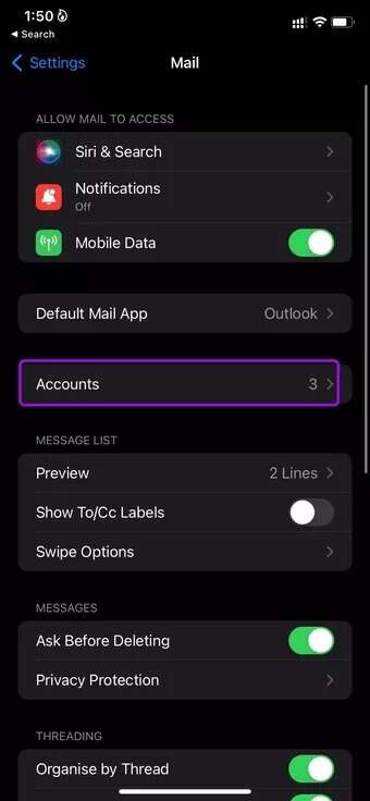 open-accounts-menu-fix-mail-not-sending-emails-on-iPhone_7c4a12eb7455b3a1ce1ef1cadcf29289-340x736 أفضل 9 طرق لإصلاح عدم إرسال رسائل بريد إلكتروني على iPhone