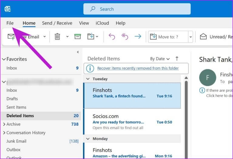 open-file-menu-fix-outlook-not-receiving-emails-from-gmail-768x525-3 إصلاح عدم تلقي Outlook لرسائل البريد الإلكتروني من Gmail على Windows