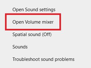 open-volume-mixer إصلاح عدم عمل صوت Zoom في Windows 10