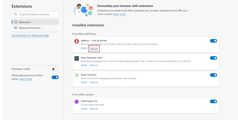 remove-extension-from-microsoft-edge-768x389-1 إصلاح مشكلة أمان INET E في Microsoft Edge