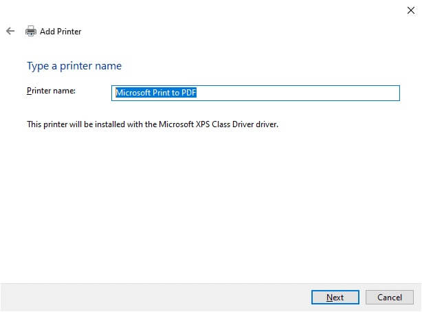 rename-the-printer-if-needed-and-click-on-next-to إصلاح خطأ المعالج غير صالح في نظام التشغيل Windows 10