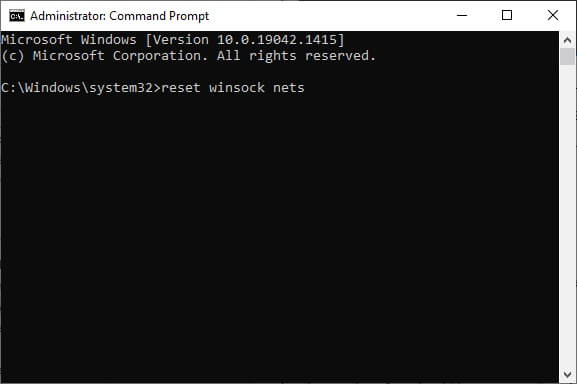 reset-winsock-nets إصلاح عدم اتصال برنامج TeamViewer في Windows 10