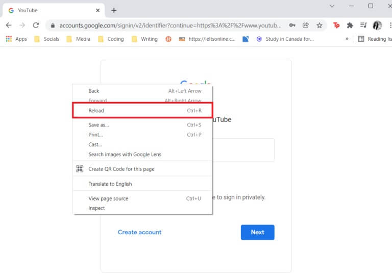 right-click-an-empty-area-of-your-web-browser-and-768x539-1 إصلاح عفوًا حدث خطأ ما على YouTube