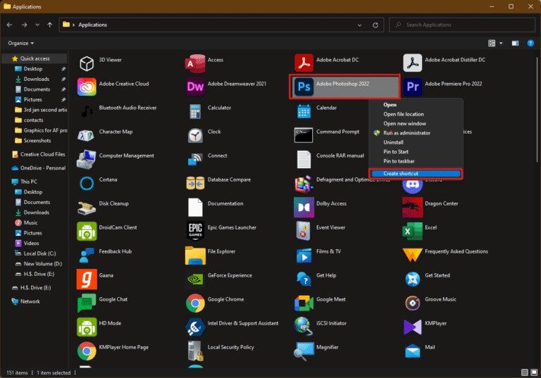 right-click-on-Adobe-photoshop-and-select-create-shortcut-option-in-Windows-11-768x537-1 كيفية إنشاء اختصارات سطح المكتب على Windows 11
