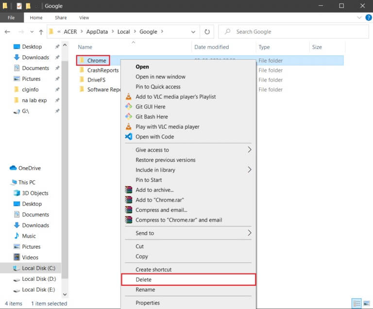 right-click-on-Chrome-folder-and-select-Delete-option-in-localappdata-768x636-5 إصلاح ERR_EMPTY_RESPONSE في Google Chrome