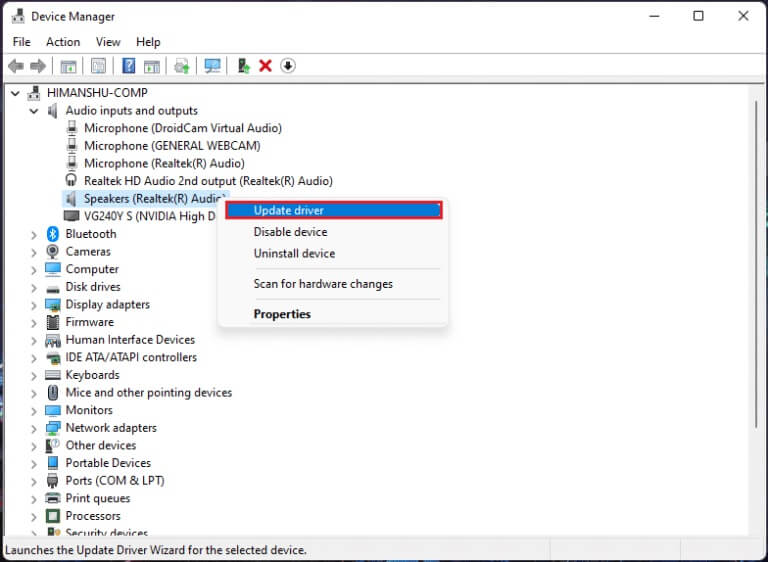 right-click-on-Realtek-audio-driver-and-select-Update-driver-option-in-Windows-11-768x562-1 إصلاح عدم عمل وحدة التحكم في الصوت Realtek على Windows 11