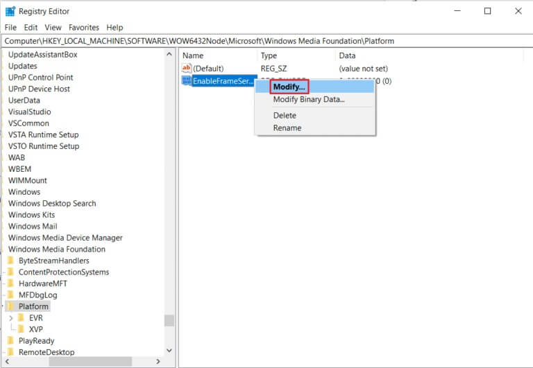 right-click-on-enableframeservermode-and-select-modify-option-in-playback-registry-editor-768x531-1 إصلاح خطأ لا توجد كاميرا متصلة 0xa00f4244