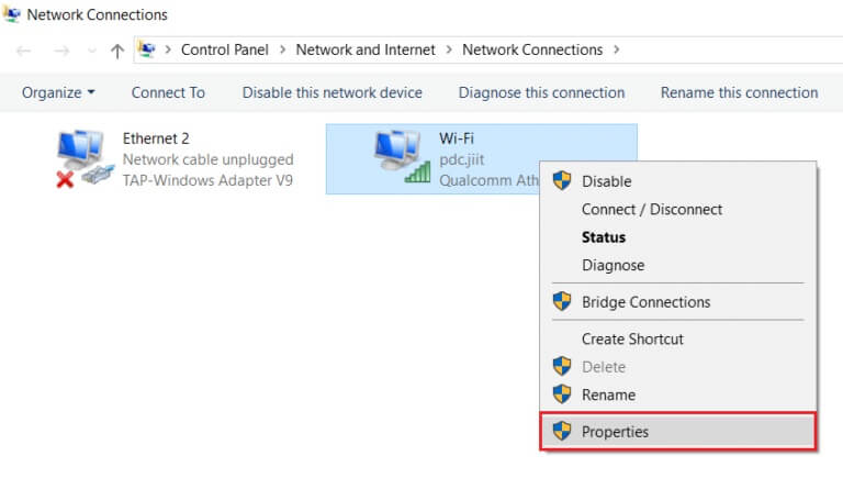 right-click-on-network-connection-like-Wifi-and-select-Properties-768x435-1 إصلاح خطأ التثبيت 0x8007012a في تحديث Windows