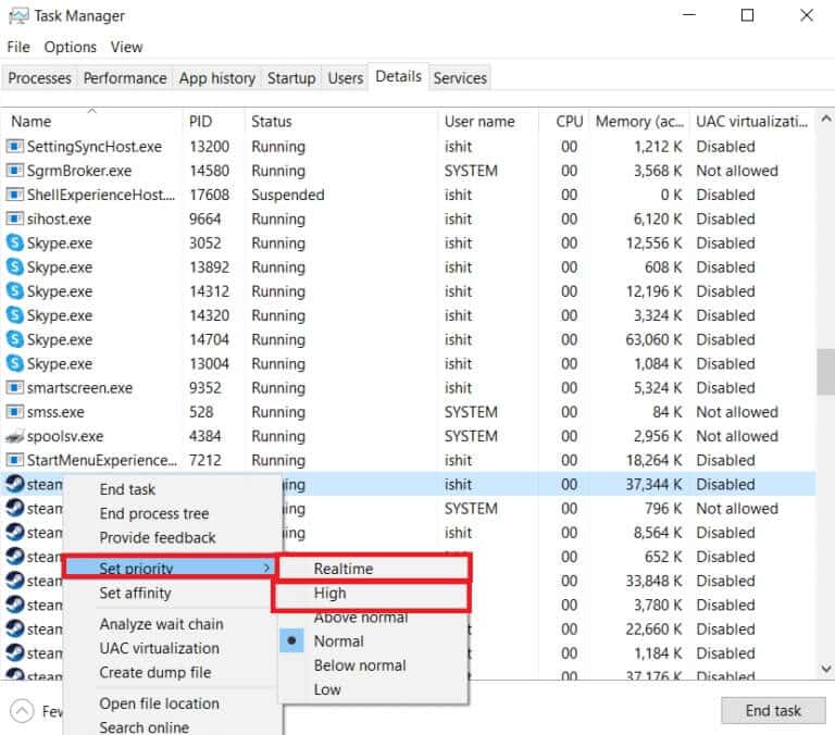right-click-on-set-priority-and-select-realtime-or-768x676-1 إصلاح Steam بطيء في Windows 10