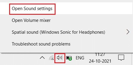 right-click-on-sound-icon-then-select-open-sound-settings-option إصلاح عدم عمل صوت Zoom في Windows 10