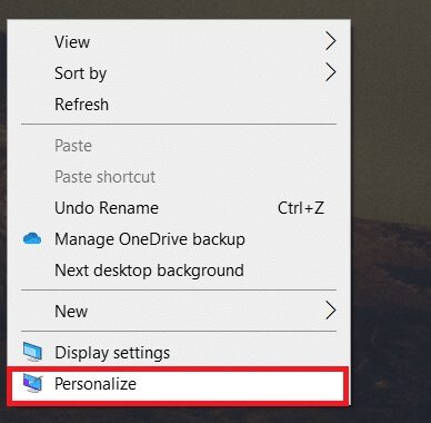 right-click-on-the-empty-area-click-personalize- كيفية إنشاء سطح مكتب مبسط على Windows 10