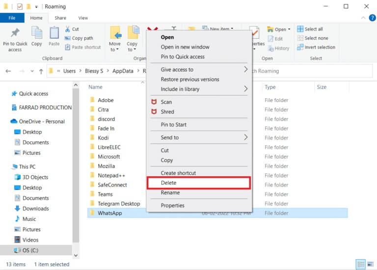 right-click-on-the-folder-and-delete-it-768x550-1 إصلاح خطأ 0 ERROR_SUCCESS على Windows
