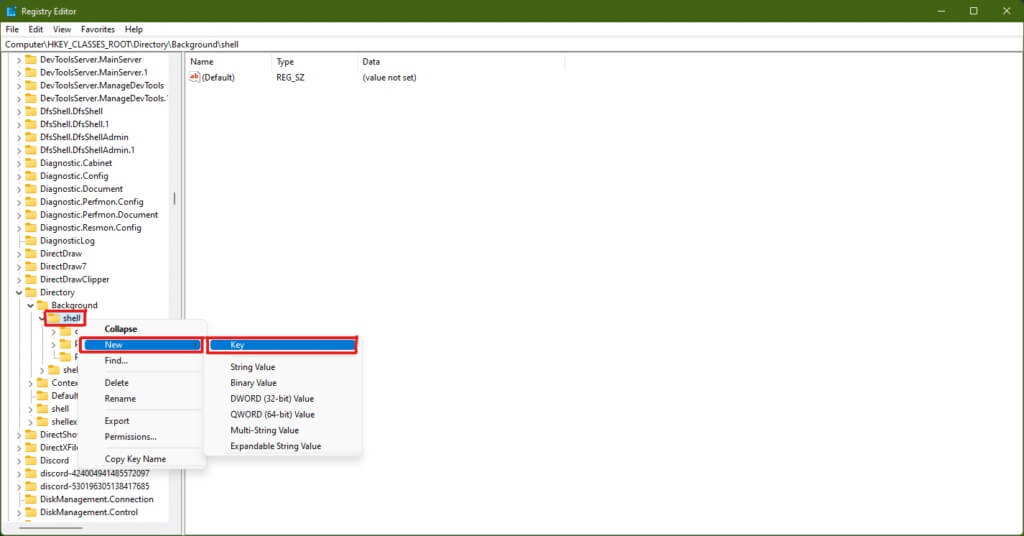 right-click-on-the-shell-folder-hover-on-new-and-1024x536-1 كيفية إنشاء اختصارات سطح المكتب على Windows 11