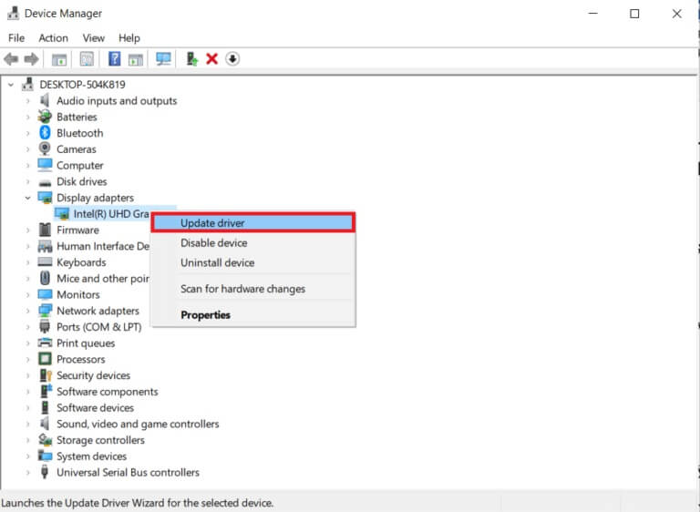 right-click-on-the-video-device-and-select-update-768x562-1 إصلاح عدم اتصال جهاز الكمبيوتر الذي يعمل بنظام Windows بالتلفزيون