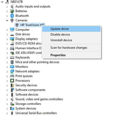 right-click-on-your-driver-say-hp-truevision-hd إصلاح خطأ لا توجد كاميرا متصلة 0xa00f4244