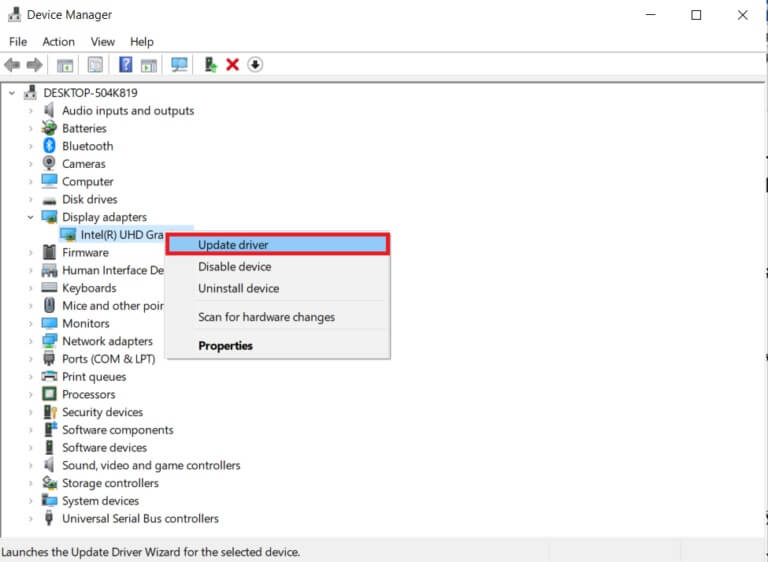 right-click-on-your-video-device-and-choose-update-768x562-2 إصلاح خطأ تطبيق معرف الحدث 1000 في نظام التشغيل Windows 10