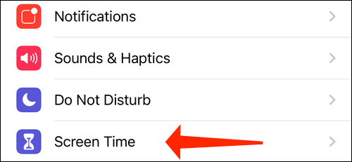 screen-time-settings-iphone كيفية تعطيل الإشعارات لتطبيق Shortcuts على iPhone