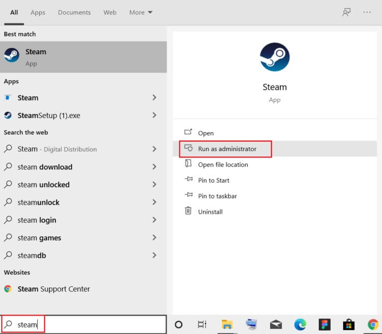 search-steam-and-select-run-as-administrator-768x670-1 إصلاح Steam بطيء في Windows 10