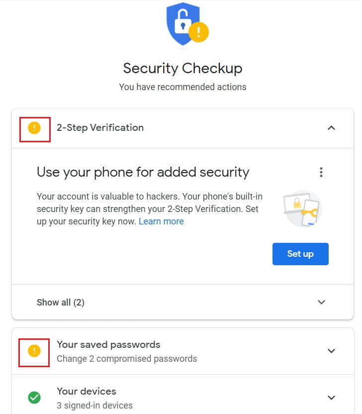 security-checkup-google-account-security-settings إصلاح عفوًا حدث خطأ ما على YouTube