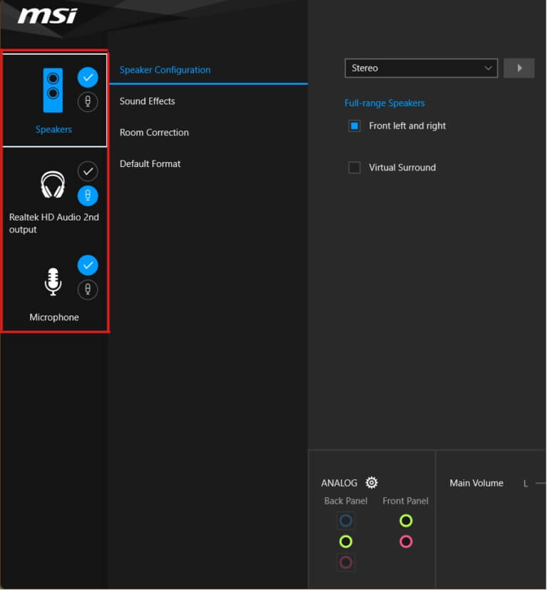 select-device-in-Realtek-audio-console-768x827-1 إصلاح عدم عمل وحدة التحكم في الصوت Realtek على Windows 11
